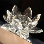 Unmarked Clear Glass Lotus Flower Tea Light Candle Holder Decorative Floral