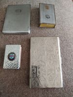 vintage collection of matchbox and cigerette stainless steel cases