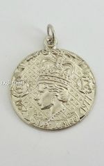 SUPERB VINTAGE SOLID STERLING SILVER 1977 QEII SILVER JUBILEE PENDANT MEDAL 6.2g