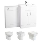 1100mm Bathroom Combination Basin Vanity Unit Modern WC Back to Wall Toilet Pan