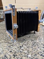 Vintage Wooden 4x5 Field Lens Cover - LIGHT TIGHT BELLOWS - Scissor Strut A5
