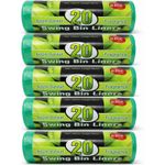 5 Rolls of 50L Litre Waste Swing Bin Liners Tie Handles Apple Basket Fragrance