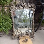 Antique Silver Plate Wall Mirror with Adjustable Sconces Needs Repair See Photos