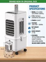 Portable Evaporative Air Cooler 15L 65W Water Fan 120° Oscillation with Remote!!