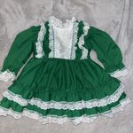 Vtg Martha’s Miniatures Girls Pageant Circle Dress Green Ruffles Sz 24 Mo