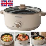 Electric Slow Cooker Non-Stick Pot Clear Glass Lid Stainless-Steel Keep Warm UK