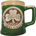 Irish Designed Pottery Mug with A Shamrock Design, Green Colour