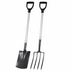 Fibreglass Garden Spade & Fork Set Heavy Duty Digging Tools D Handle 115cm Pair