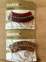 Diadem Curved Hair Slide Brown/Multicolour Rhinestones 9cm Plastic Metal