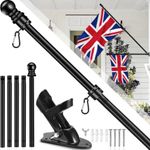 6Ft Wall Mounted Mount Telescopic Flag Pole Top  Ball Aluminum Flag pole uk