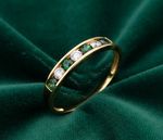 18ct Gold Emerald Eternity Ring Channel Set on Solid Silver 925 Size K-S