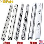 SOFT CLOSE DRAWER RUNNERS SLIDES GROOVED BALL BEARING RAILS H17mm H27mm H45mm UK