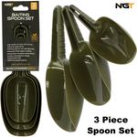 NGT 3pc Baiting Spoon Scoop Set For PVA bags Spod Mix Bait Boilies Groundbait