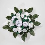 Hand Tied Baby Clothes Bouquet babyblooms-White new mum gift