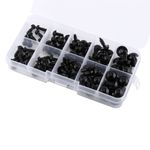 _100pcs Black Plastic Toy Eyes For Puppets Dolls Crafts 6-12mm With Gasket
