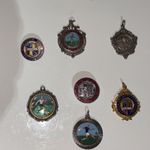 vintage Enamel Football sporting medals Seven In Total