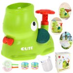 Kids Elephant Flying Saucer Disc Launcher Toy 8 Discs 2 Catchers Foot Pedal Game