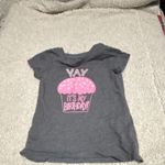 Cat & Jack Girls 3T Gray Birthday Cupcake Graphic Glitter Cotton Crew Tee
