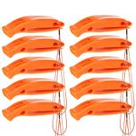 10 Emergency Distress Survival Whistle With Lanyard Hiking Camping Safety Orange