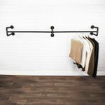 Industrial Steel Wall Mounted Twin Clothes Rail Vintage Rustic Modern Pipe Style