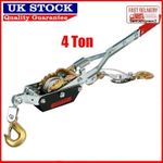 4 Ton Dual Gear Power Puller Heavy Duty 3 Hook Cable Puller Hand Winch Turfer UK