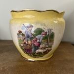 Antique, Large Planter or Jardiniere with Country Scene, 22cm Tall