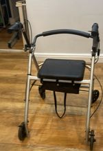 Silver Rollator Walker, 4 Wheels, Foldable, Adjustable Height, Seat & Backrest