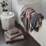 100% Recycled Cotton Towels - Colourful Remnant Stripe, Absorbent & Lightweight