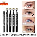 Eyeliner Pen with Stamp Tattoo 2 in 1 Black Liquid Waterproof  Make up