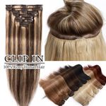 CLEARANCE 100% Human Hair Extensions Clip In Real Remy Hair Full Head 8pieces UK