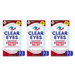 x3 Clear Eyes Maximum Redness Relief Drops For Eye Dryness & Itchi - USA Import