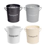 Metal Compost Bin Countertop Bucket Metal Kitchen Waste Pail Lid Plastic Inner