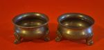 Set of 2 Pewter Open Salt pots footed vintage signed