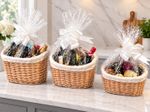 MAKE YOUR OWN HAMPER KIT 3 SIZES OVAL HIGHBACK BASKET BOW & CELLOPHANE XMAS GIFT