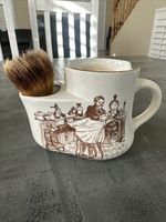 Burleigh Ironstone Shaving Mug Barber Scene Barbershop England, w/Brush