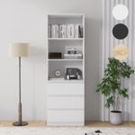 3 Tier Bookcase with Shelving Drawers for Storage Bookshelf Living Room Office