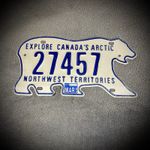 Northwest Territories License Plate - Polar Bear Shaped - Canada - Vintage 1989