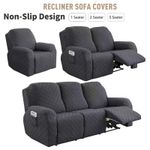 Recliner Chair Cover 1 2 3 Seater Stretch Slip On Sofa Couch Covers Side Pocket