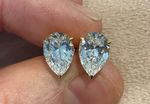 4.0 Carat Lab Created Diamond Solitaire Pear Stud Earrings 18k Gold Plated 925