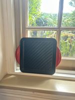 Le Creuset RED Enameled 24cm Square Handle Cast Iron Grill Griddle Pan #24