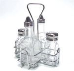 Acense Condiment Set [4 Pieces], Salt-Pepper/Oil-Vinegar Set, Stainless Steel