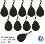 Carp Fishing Weight Leads with Swivel 1.1oz - 3.0oz Lead Flat Pear 10 Pack