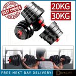 ADJUSTABLE DUMBBELL BARBELL SET HOME GYM WEIGHTS DUMBBELLS DUMBELL NEW 20KG 30KG