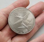 .999 Fine Titanium Round/Coin/Bar, 31.1g Bullion Metal, 1 Troy Oz Spitfire Plane