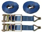 Tie Down Lashing Ratchet Straps X2 (10T 75MM 8M Cargo Load Securing Claw Hook)