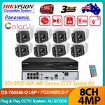 Hikvision 4K 8CH 180° Panoramic Dual Light CCTV System 4MP IP Camera 2-Way Audio
