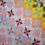 Hand Machine Stitched 8 Point Star Quilt Rainbow Recycled Patchwork Blanket