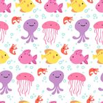Fitted Cot Sheet 120 x 60 cm 100% Cotton - Bright, Fish, Ocean, Cartoon 300TC