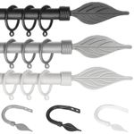 LEAF Extendable Metal Curtain Pole Track Rail Complete Set Includes Rings Finial