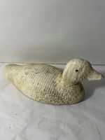 Antique Decoy Duck Hand Carved Glass Eyes American Folk Art Style 13x5x5"